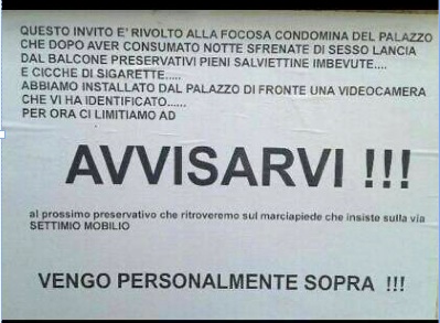 Amanti focosi: i residenti di via Settimio Mobilio in rivolta