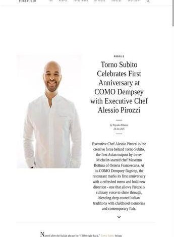  Singapore: Torno Subito celebrates first anniversary with an Italian touch