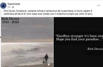 Morto Rick Davies, il fondatore dei Supertramp aveva 81 anni